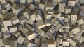 Pile of boxes with MITSUI logo. Editorial 3D rendering