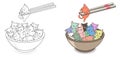 Many cat in the bowl cartoon easily coloring page for kids