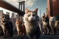 Many cats in new york city illustration generative ai