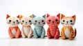 Many cats toy on white background