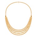 Many chains golden metallic necklace