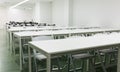 Picture of many chairs and tables in the presentations hall Royalty Free Stock Photo