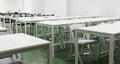 Picture of many chairs and tables in the presentations hall Royalty Free Stock Photo