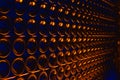 Champagne bottles in cellar. Royalty Free Stock Photo