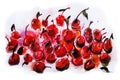 Many cherries on a white background Royalty Free Stock Photo
