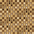 Many chess icons on chessboard, seamless pattern Royalty Free Stock Photo