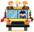 Many children riding school bus Royalty Free Stock Photo