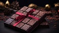 many chocolate boxes are shown sitting on a background of decorations Royalty Free Stock Photo