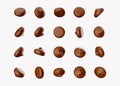 Many chocolate chips on white background 3d illustration