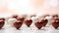 Many chocolate hearts are arranged in a circle, AI