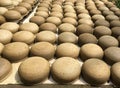 Many clay pots drying in the sun