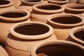 Many clay pots, empty clay pot collection Royalty Free Stock Photo
