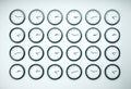 Many clock on wall Royalty Free Stock Photo