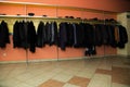 Many clothes in cloakroom Royalty Free Stock Photo