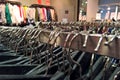 Many clothes hangers in store Royalty Free Stock Photo