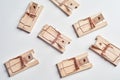 Many cocked empty mousetraps from above Royalty Free Stock Photo