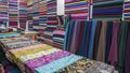 Fabric industry, textile store colorful fabric and silk. fabric background. cotton. fabrics in roll. different colors and texture Royalty Free Stock Photo