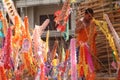 Many Color paper flag in temple of Thailand,For Buddha worship .