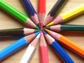 Color pencils arranged in circle Royalty Free Stock Photo