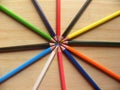 Many color pencils arranged in circle Royalty Free Stock Photo