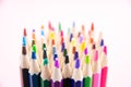 Many color pencils bundle; select-focus Royalty Free Stock Photo