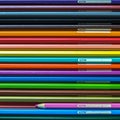 Many color pencils in color pencils case. Royalty Free Stock Photo