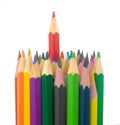 Many color pencils on white isolated background. close-up. stationery Royalty Free Stock Photo