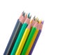 Many color pencils on white isolated background. close-up. stationery. Office tools Royalty Free Stock Photo