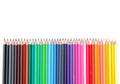 Many color pencils on white isolated background. close-up. stationery.Office tools Royalty Free Stock Photo