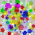 Many color pentagon bokeh on white background Royalty Free Stock Photo