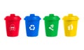 Many color wheelie bins set with waste icon