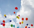 colored balloons fly up towards the sky Royalty Free Stock Photo