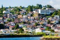 Many Colored Homes up Hill on Martinique Royalty Free Stock Photo