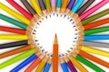 Many colored pencils in abstract teamwork Royalty Free Stock Photo