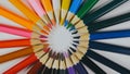 Many colored pencils are arranged around the edges of the image Royalty Free Stock Photo