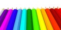 Many colored pencils in a row on a white background Royalty Free Stock Photo