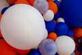 Many colorful balloons decorated wall as background Royalty Free Stock Photo