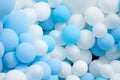 Many colorful balloons decorated wall background, Royalty Free Stock Photo