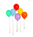 Many colorful balloons floating on white