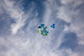 Many colorful balloons flying in the air. Balloons over a clear blue sky Royalty Free Stock Photo