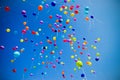 Many colorful balloons in the sky Royalty Free Stock Photo