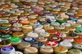 Many colorful beer caps