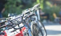 Many colorful bicycles in the city