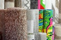 Many colorful carpets in the store. Carpet Rolls Shop Colourful Fabric decoration