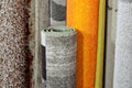 Many colorful carpets in the store. Carpet Rolls Shop Colourful Fabric decoration Royalty Free Stock Photo