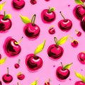 Many colorful cherries seamless pattern background illustration