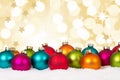 Many colorful Christmas balls background decoration stars snow w Royalty Free Stock Photo