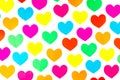 Many colorful cut paper hearts isolated on white background Royalty Free Stock Photo