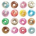 Colorful donuts in watercolor