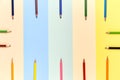 Many colorful drawing pencils on colorful paper copy space background Royalty Free Stock Photo